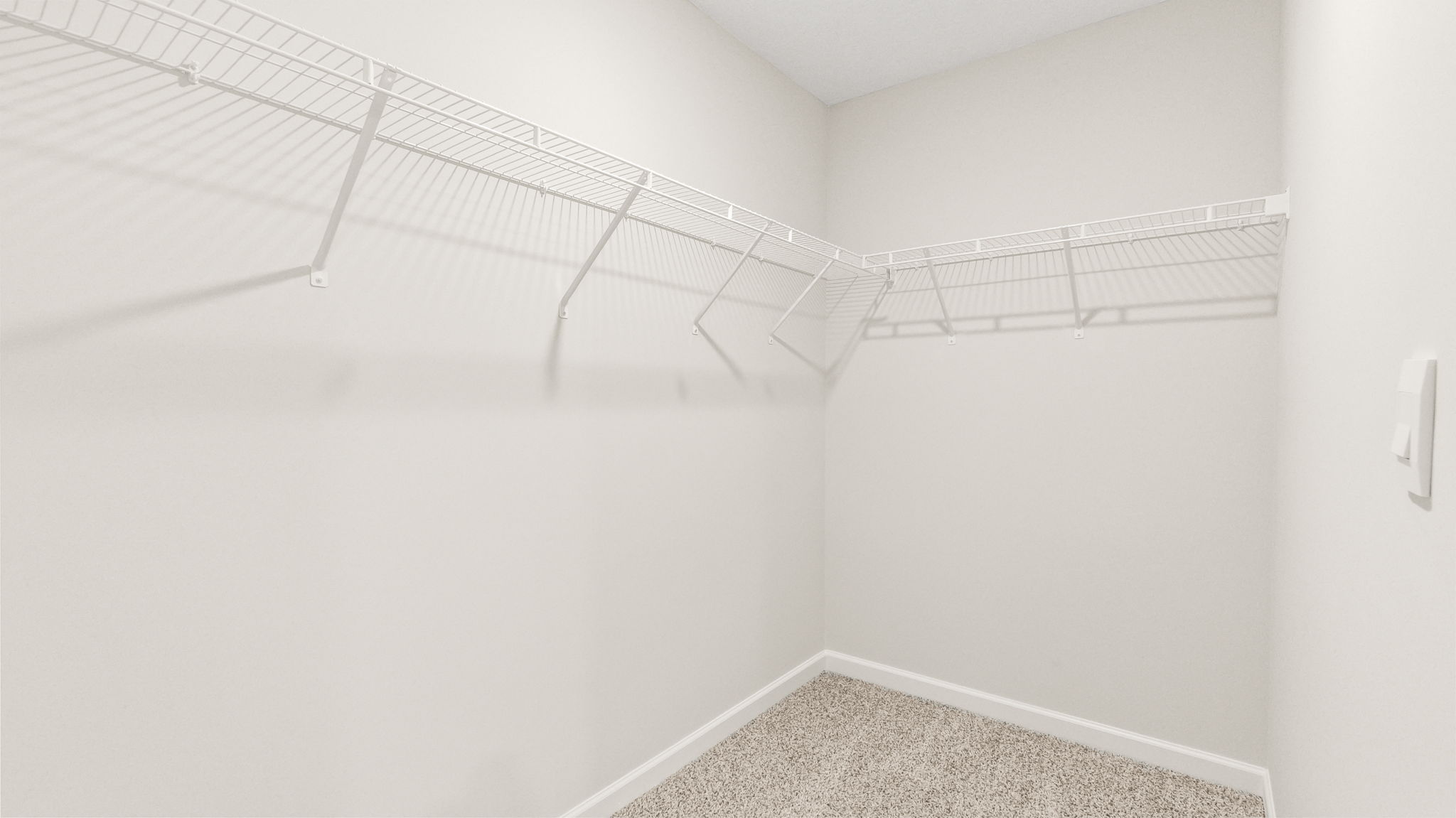 Walk-in closet with wire rack shelving