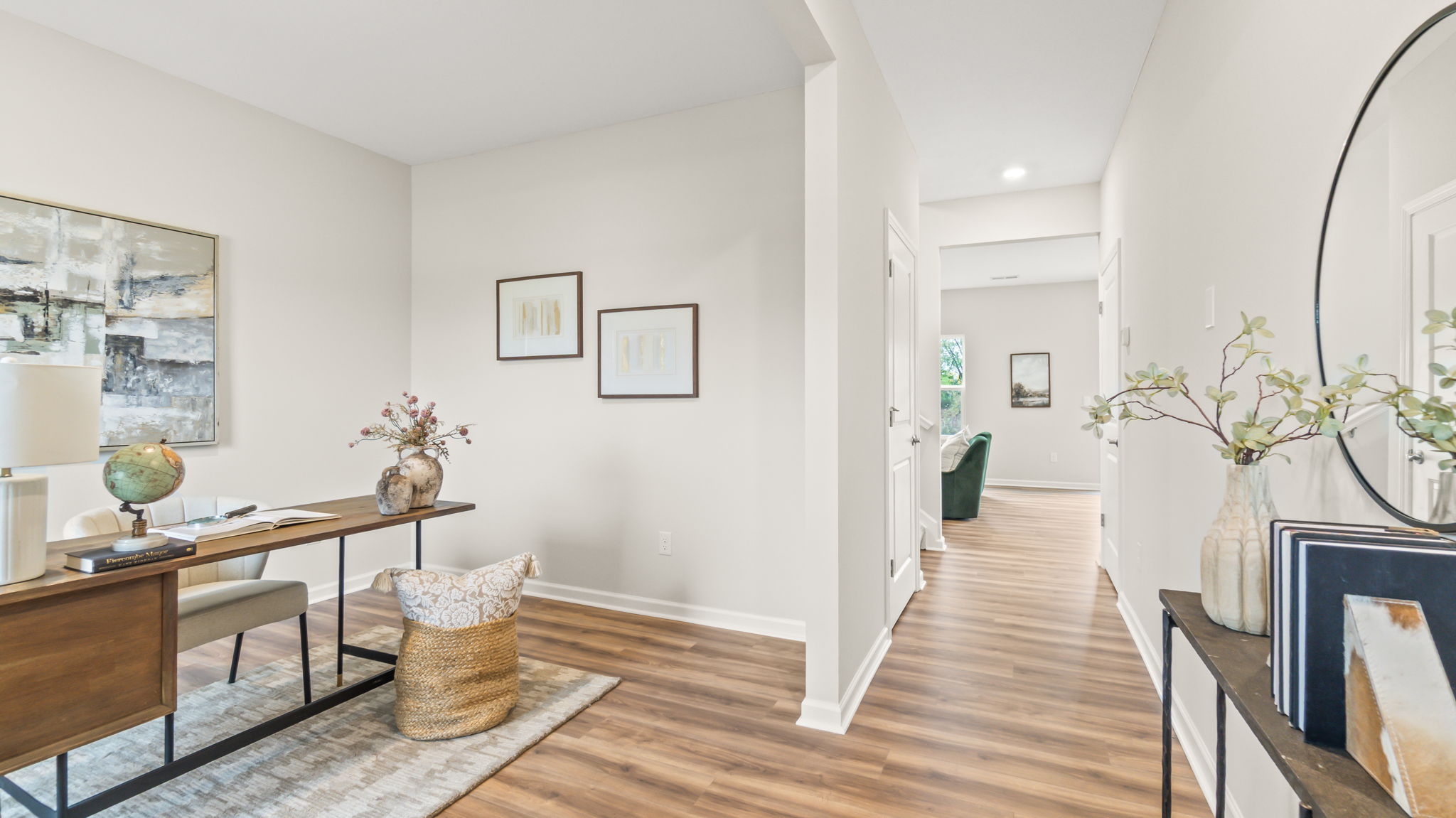 flex room arranged as a home office