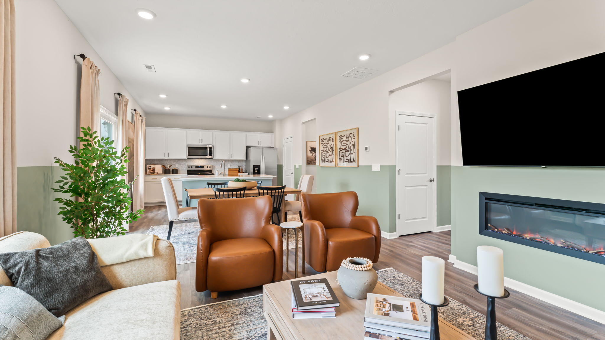 Full great room from the perspective of the living room