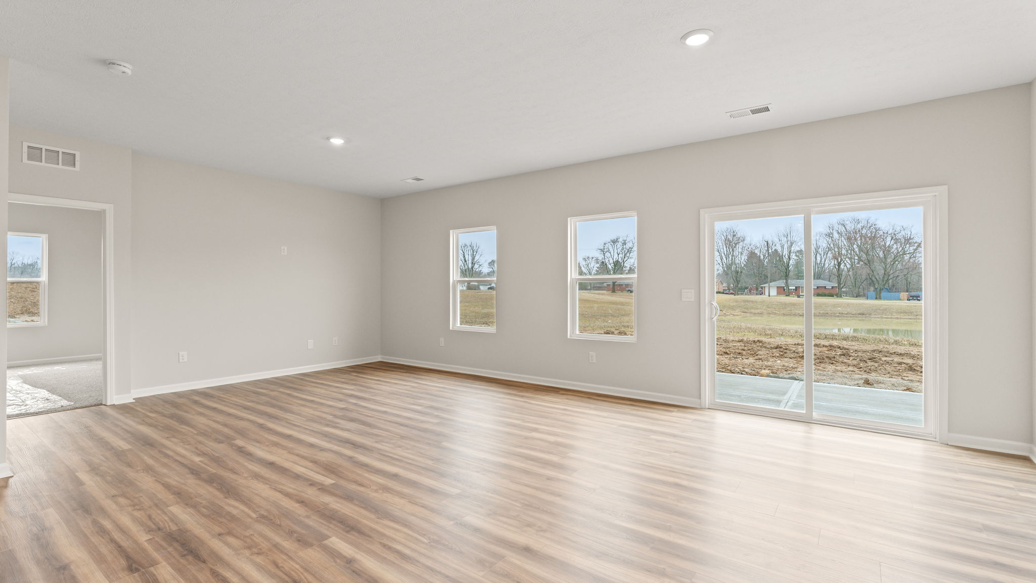 Full great room with sliding door to outside