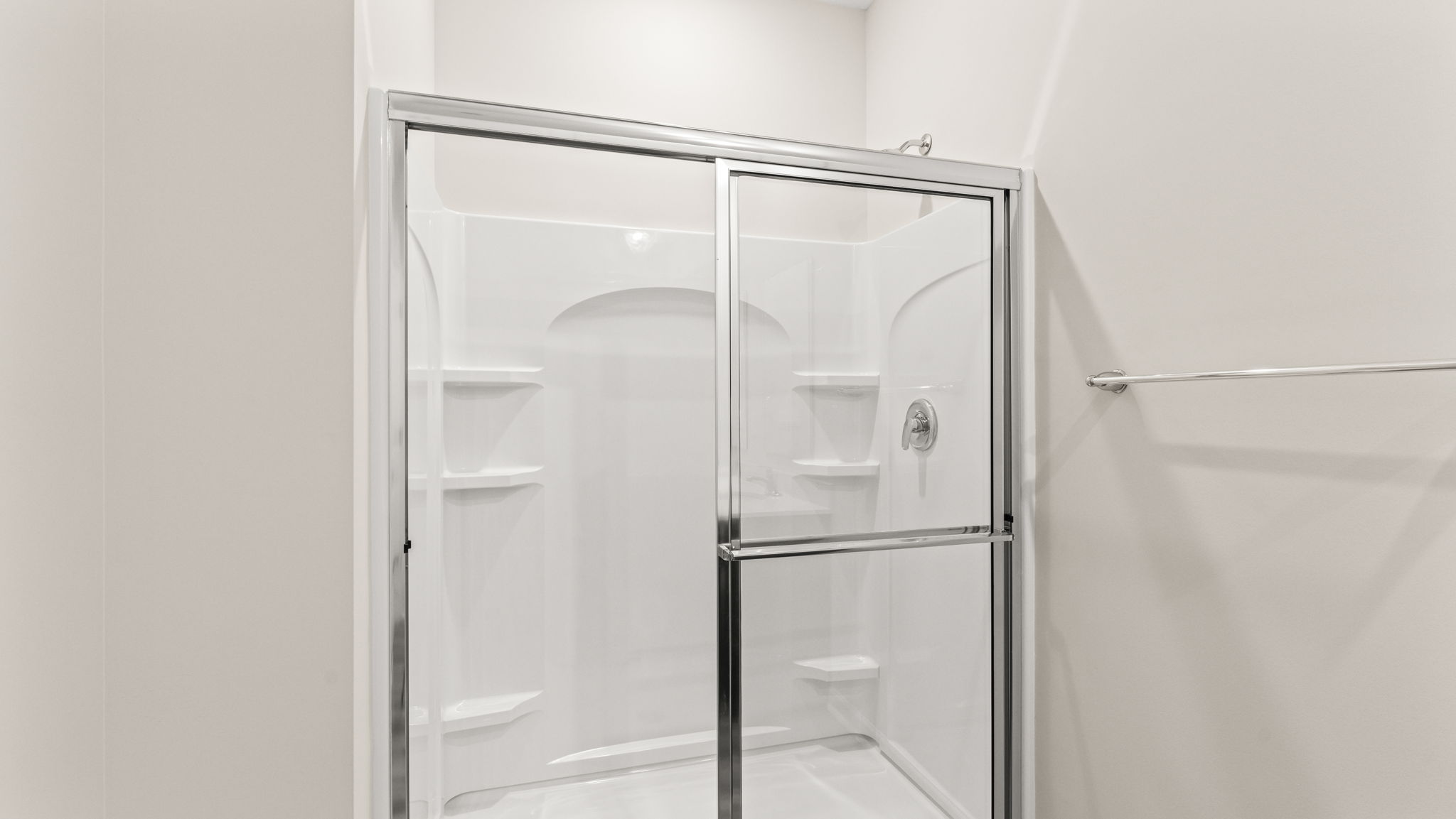Closeup of glass shower door