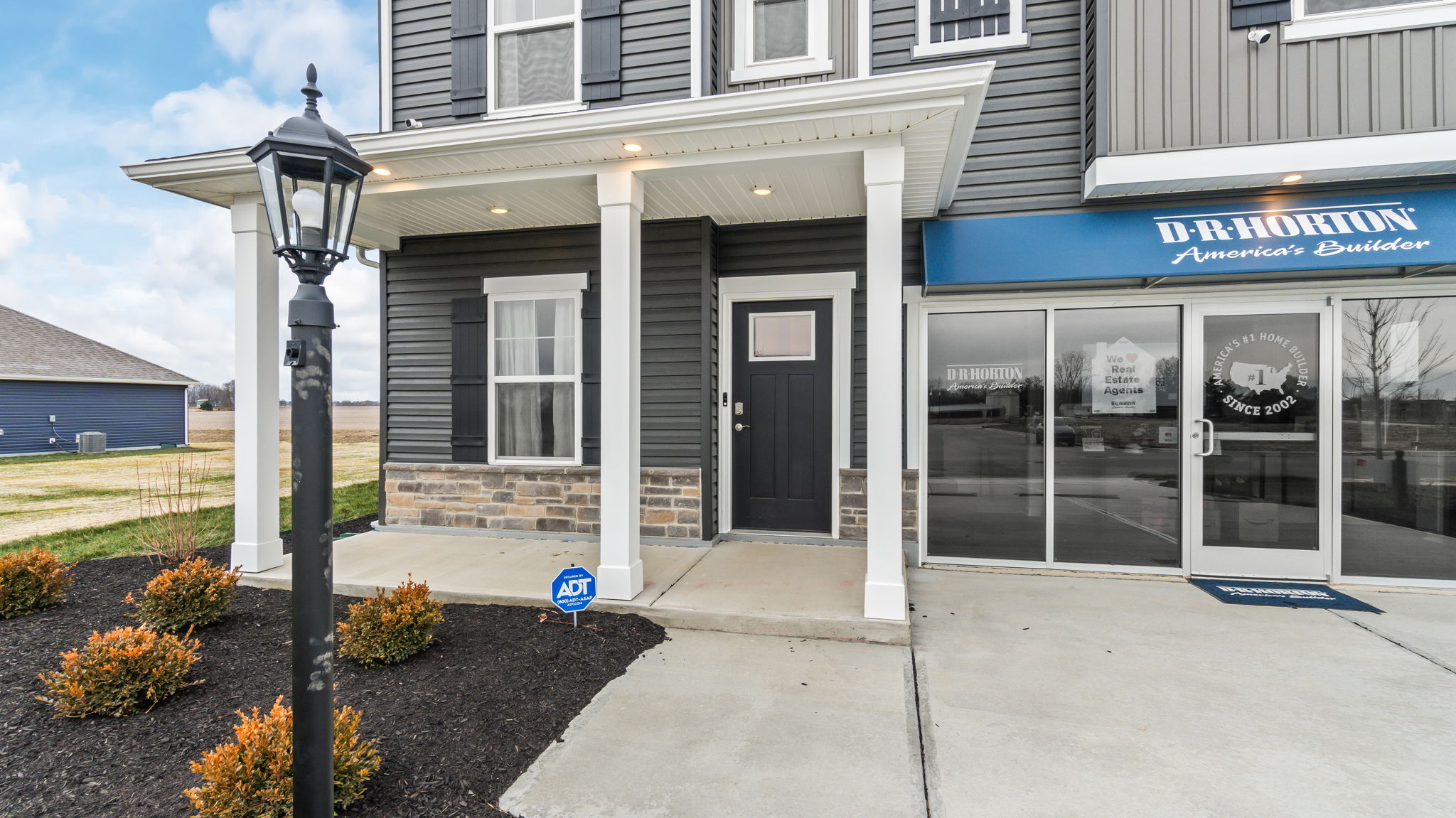 Closeup of Holcombe Model Door and Porch.