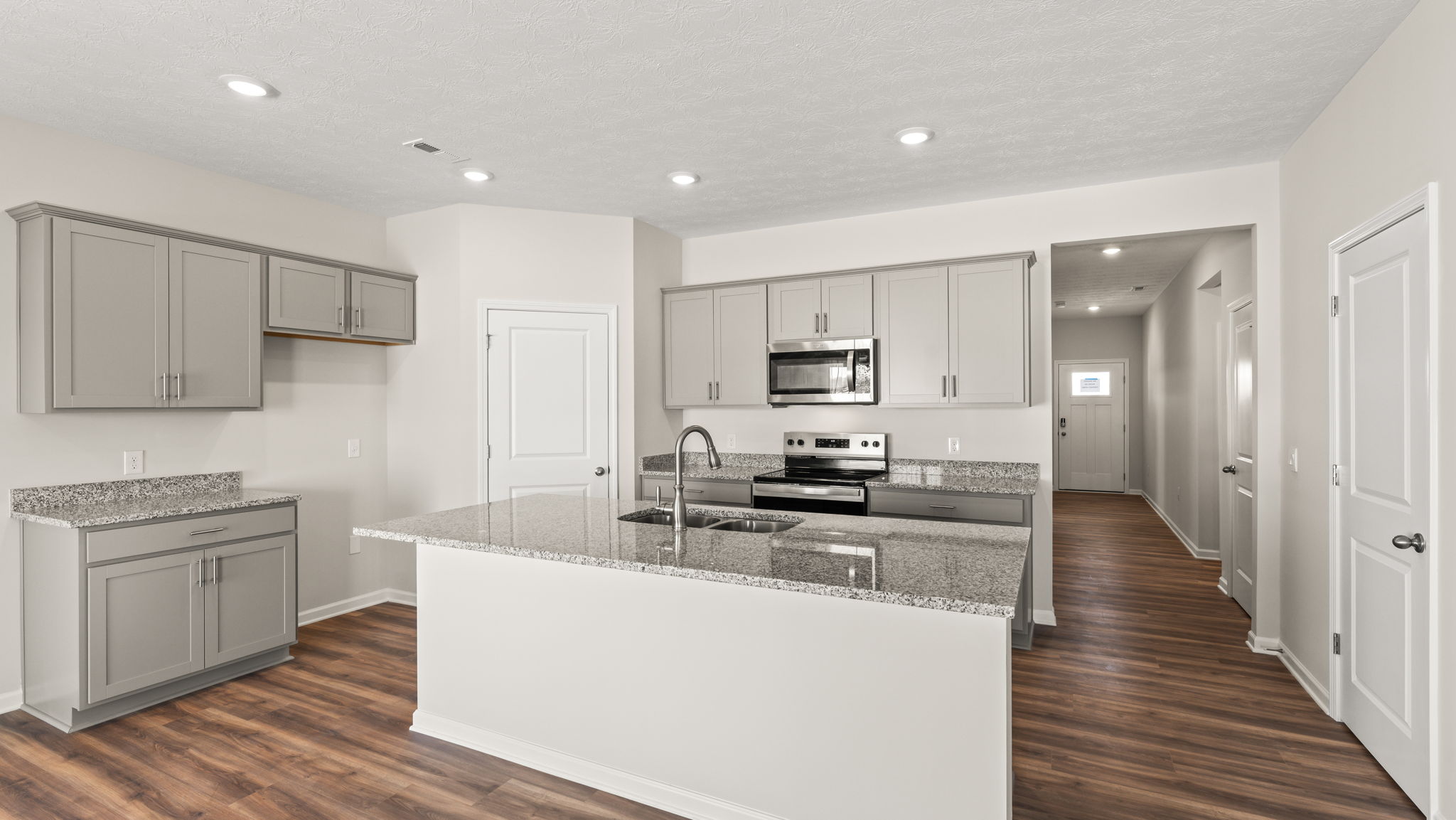 Three-quarter view of kitchen