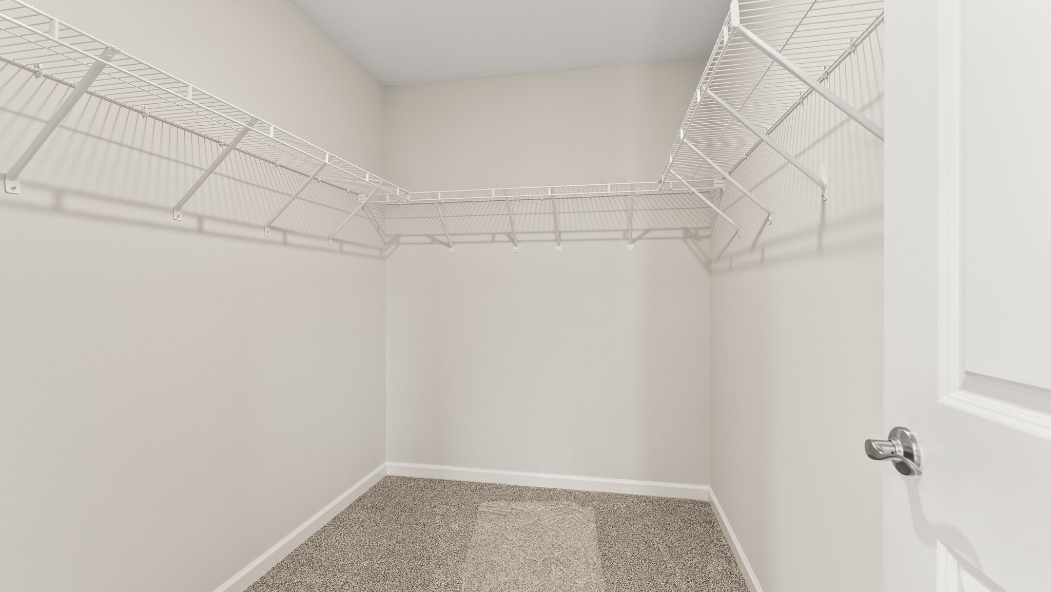 Walk-in closet with wire shelving