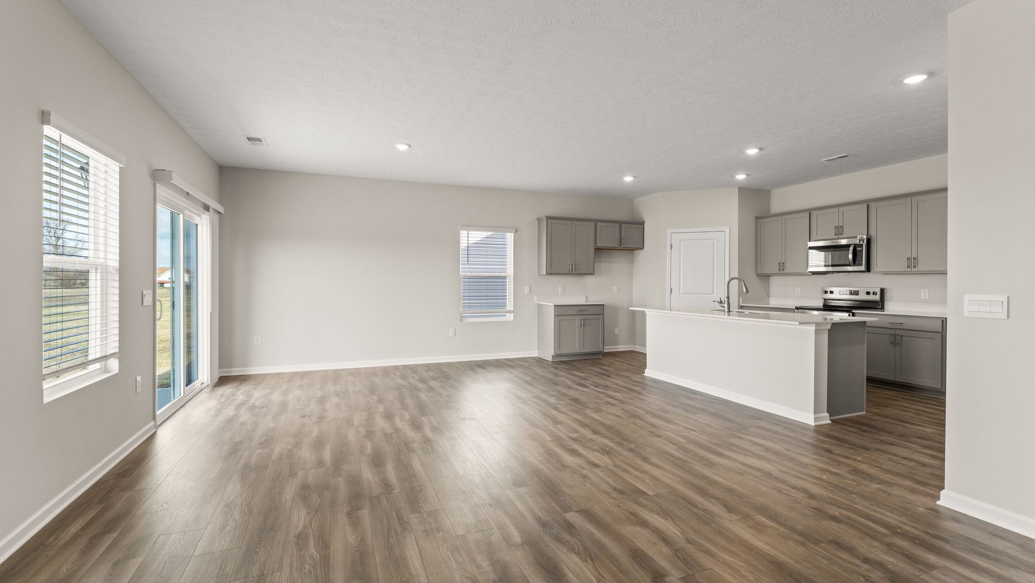 Full great room and kitchen.