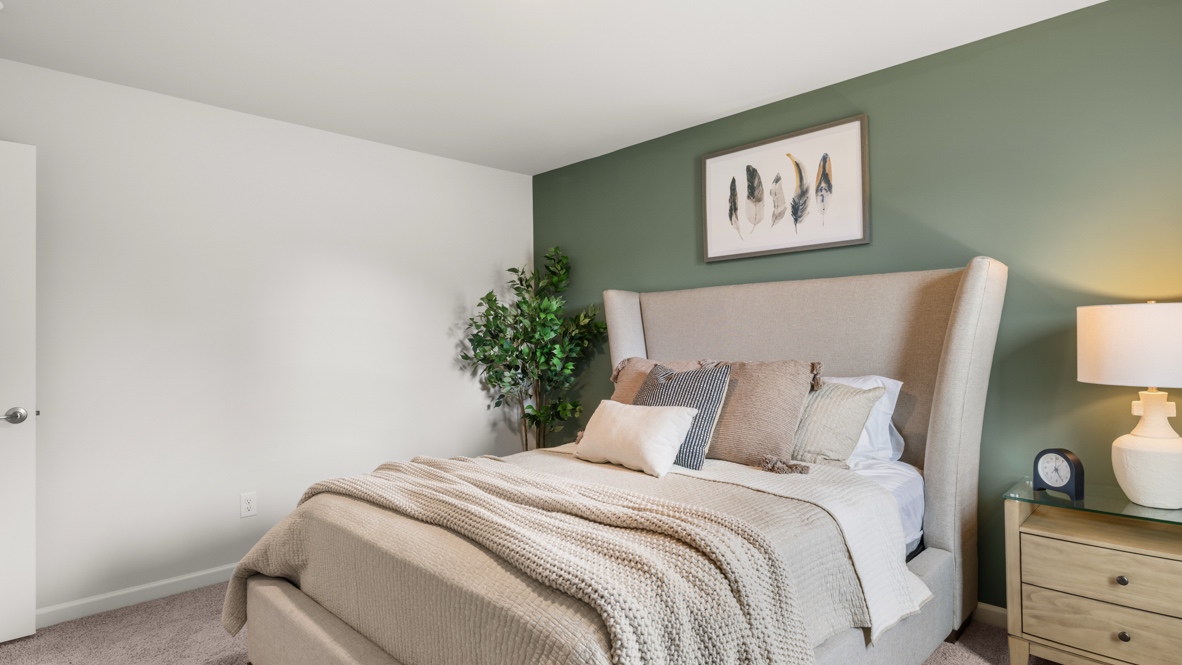 Three-quarter view of bedroom