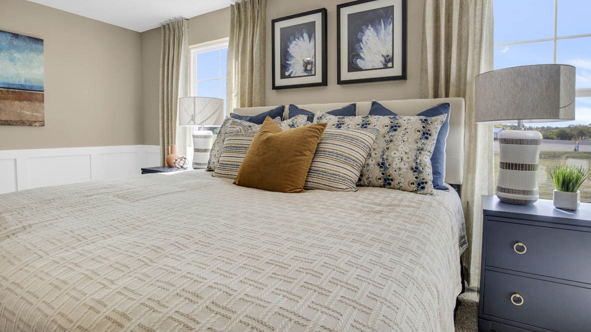 Closeup of bed with pillows