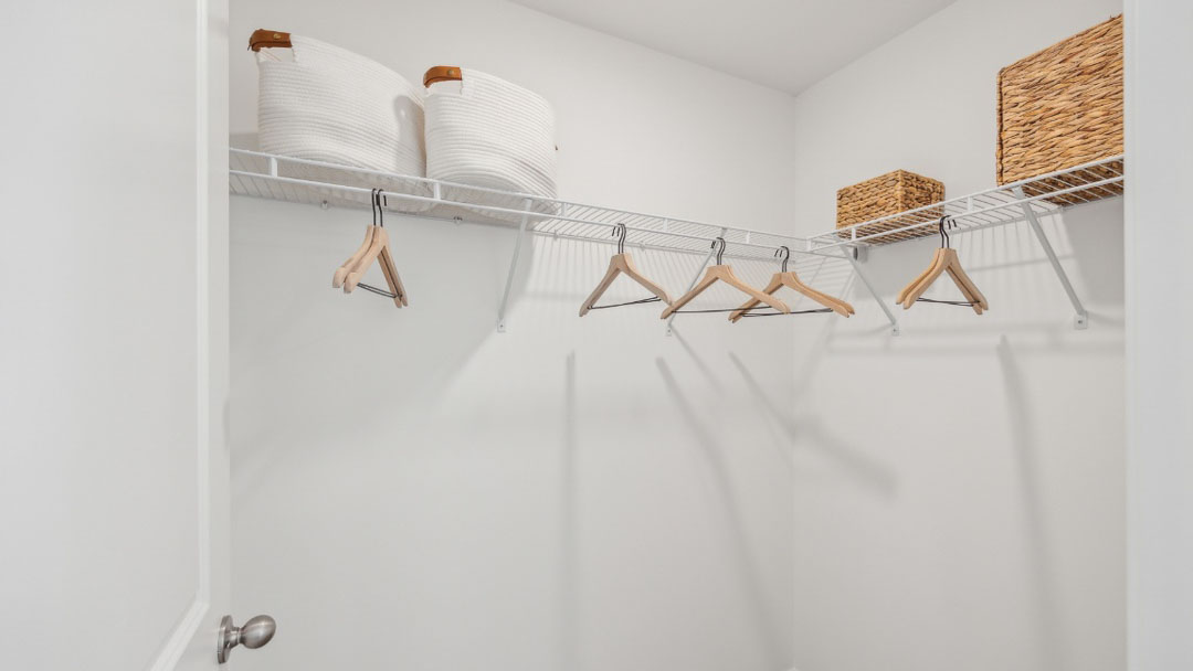 spacious closet with built in shelves
