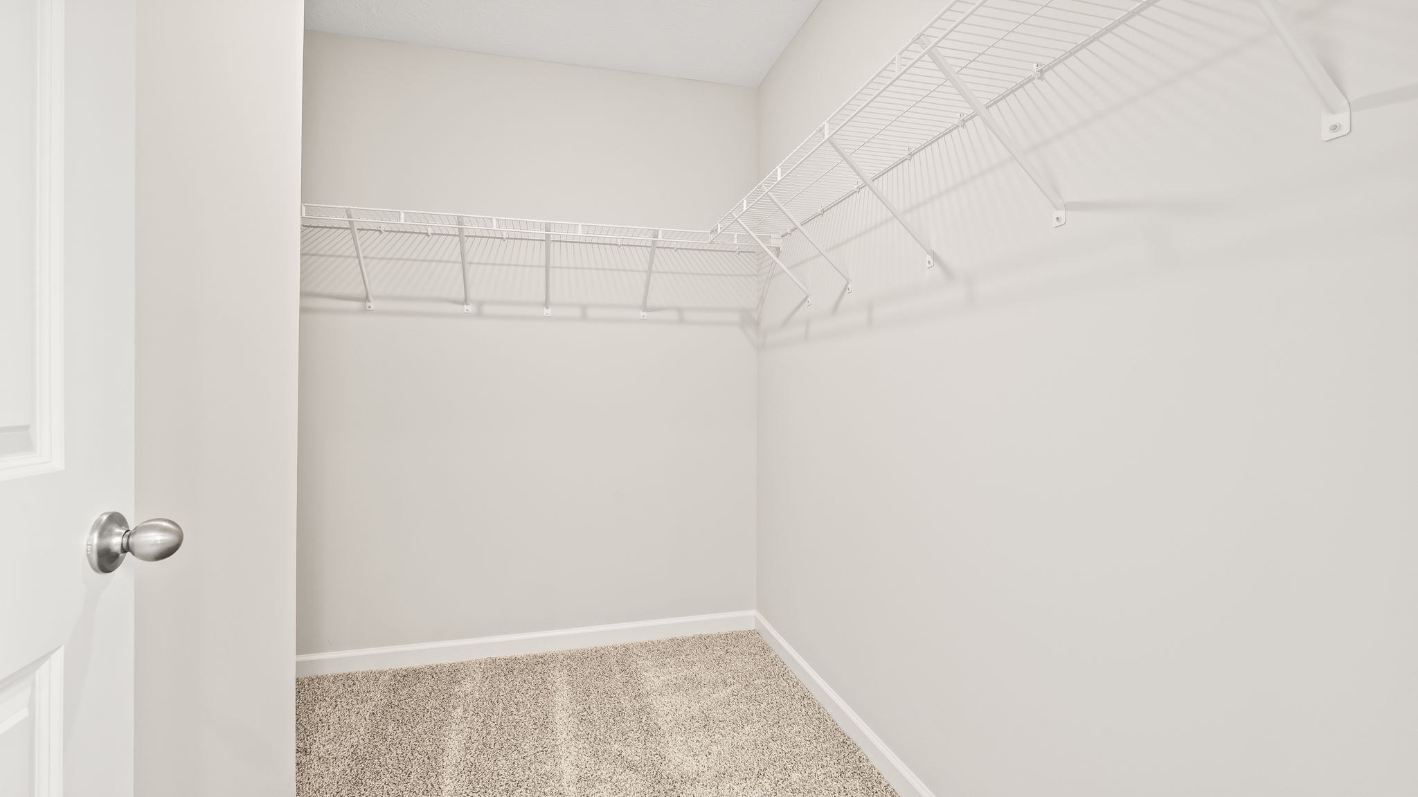 Walk-in closet with wire rack shelving