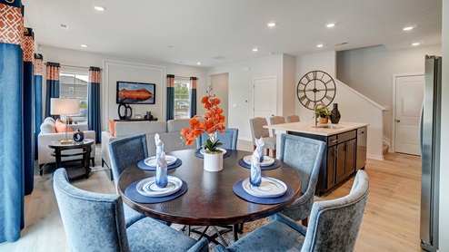 Dining room table with the great room.