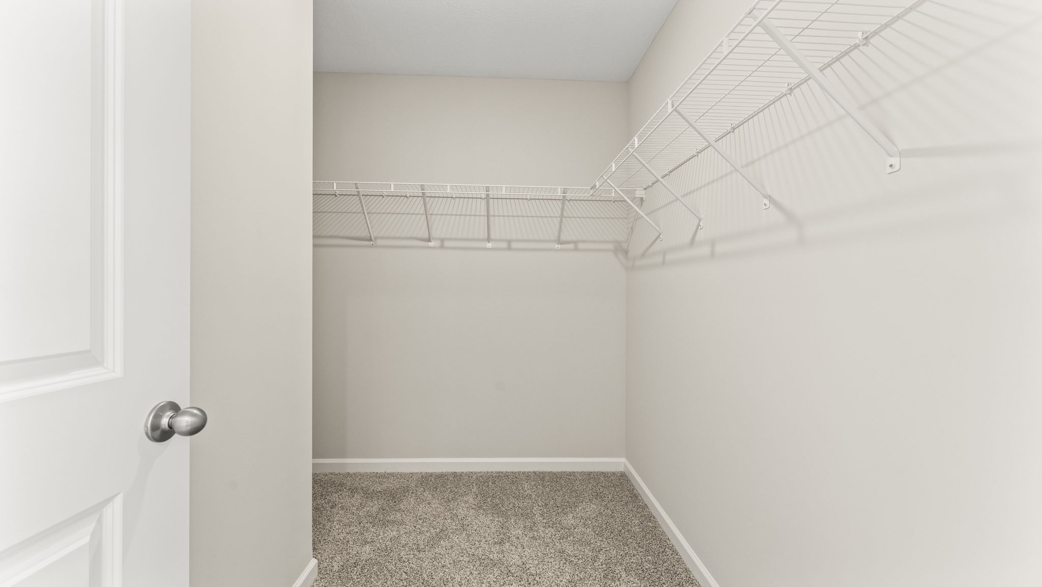 Walk-in closet with wire rack shelving