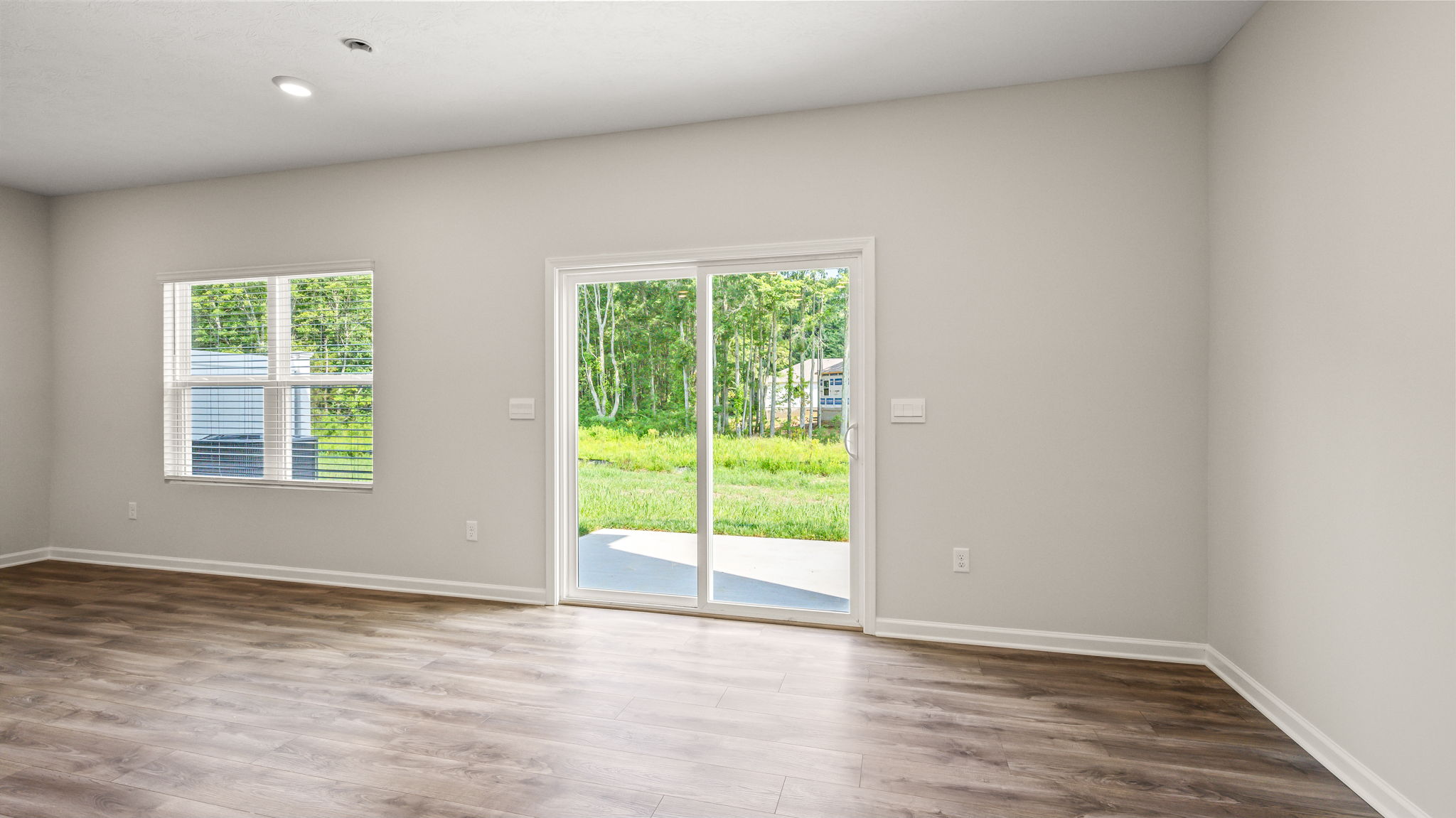 Dining area next to sliding door to outside