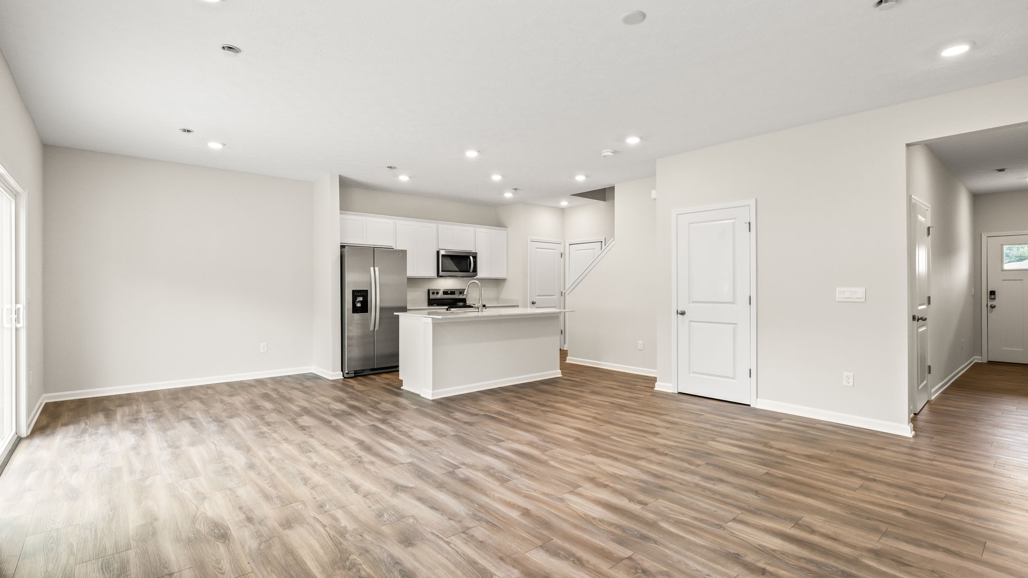 Full great room with kitchen in the back