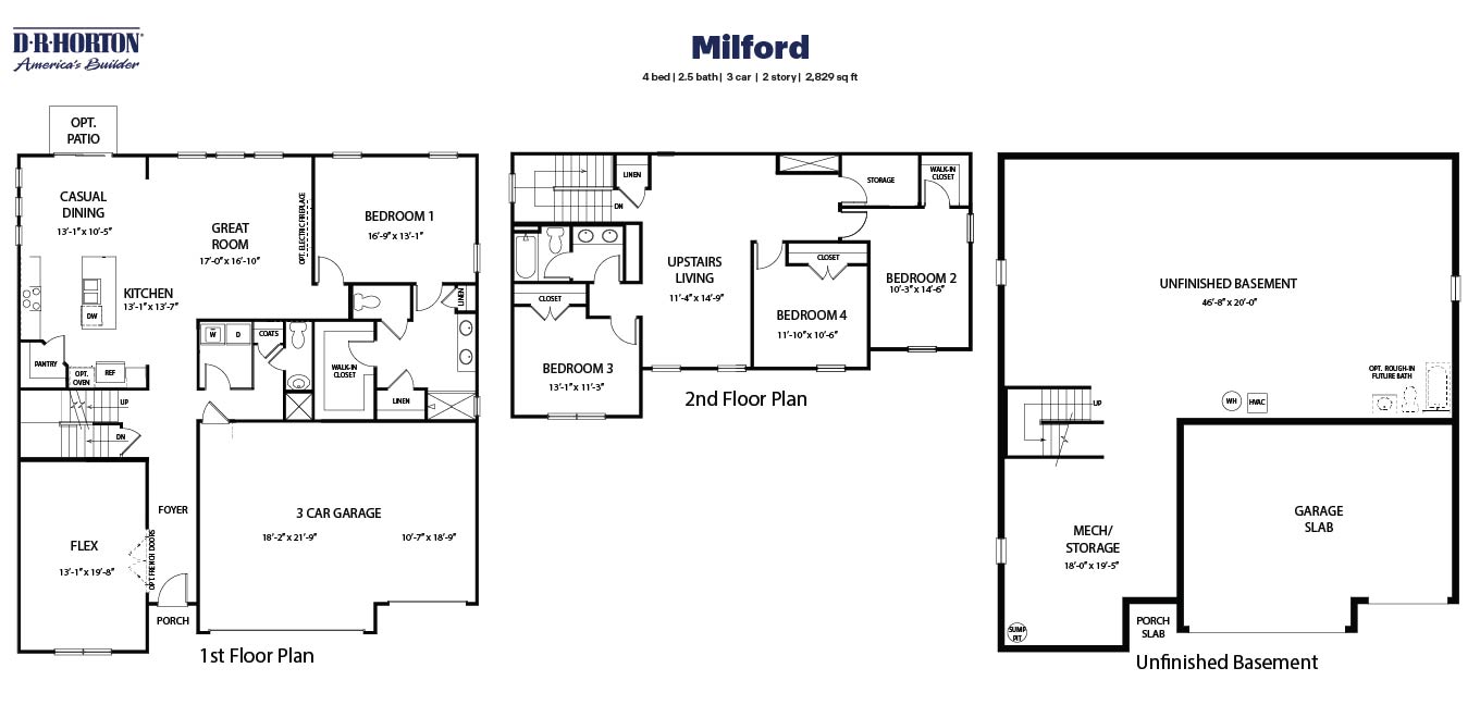 Milford Plan blackline with basement