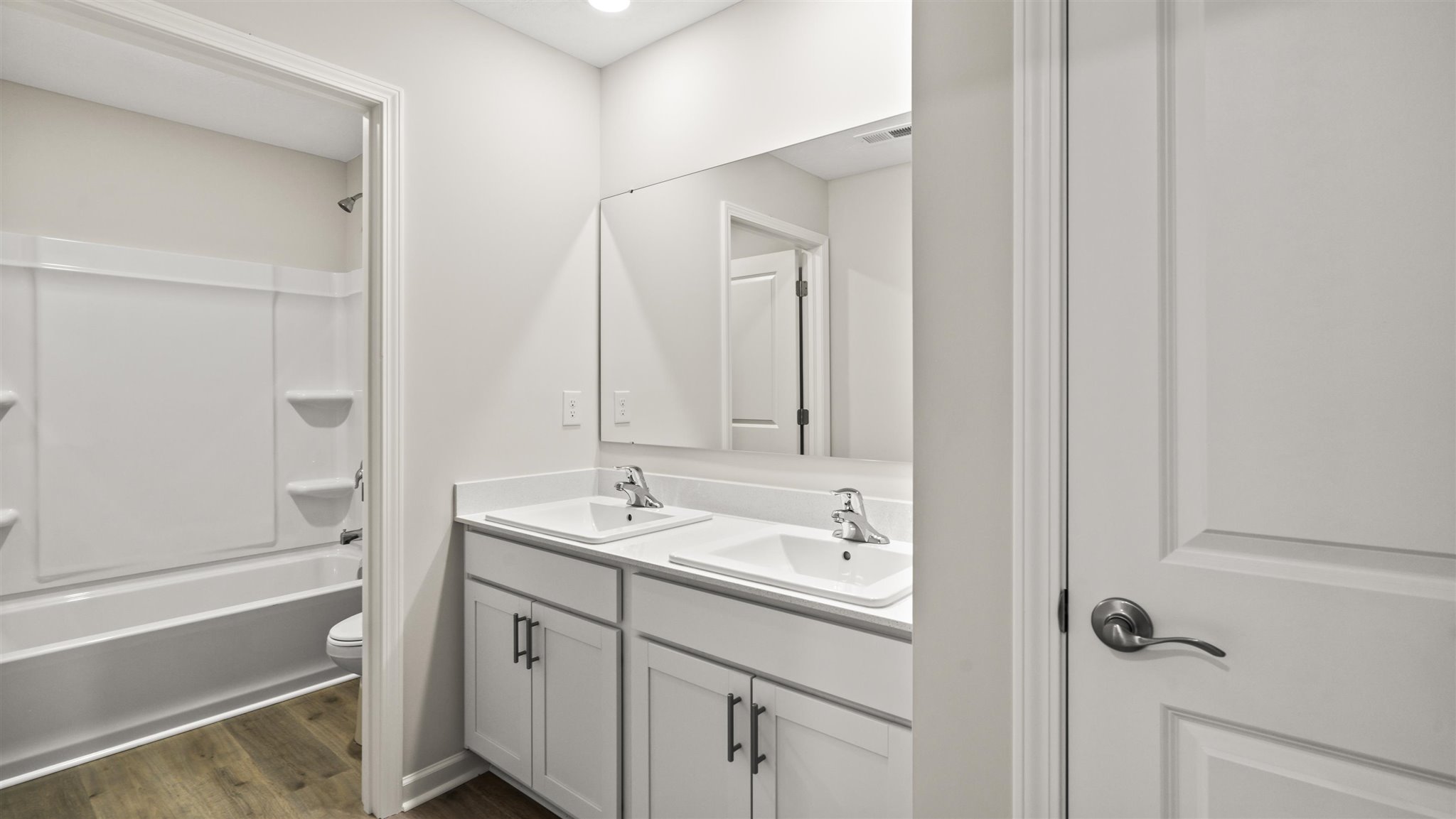 shared bathroom dual vanity