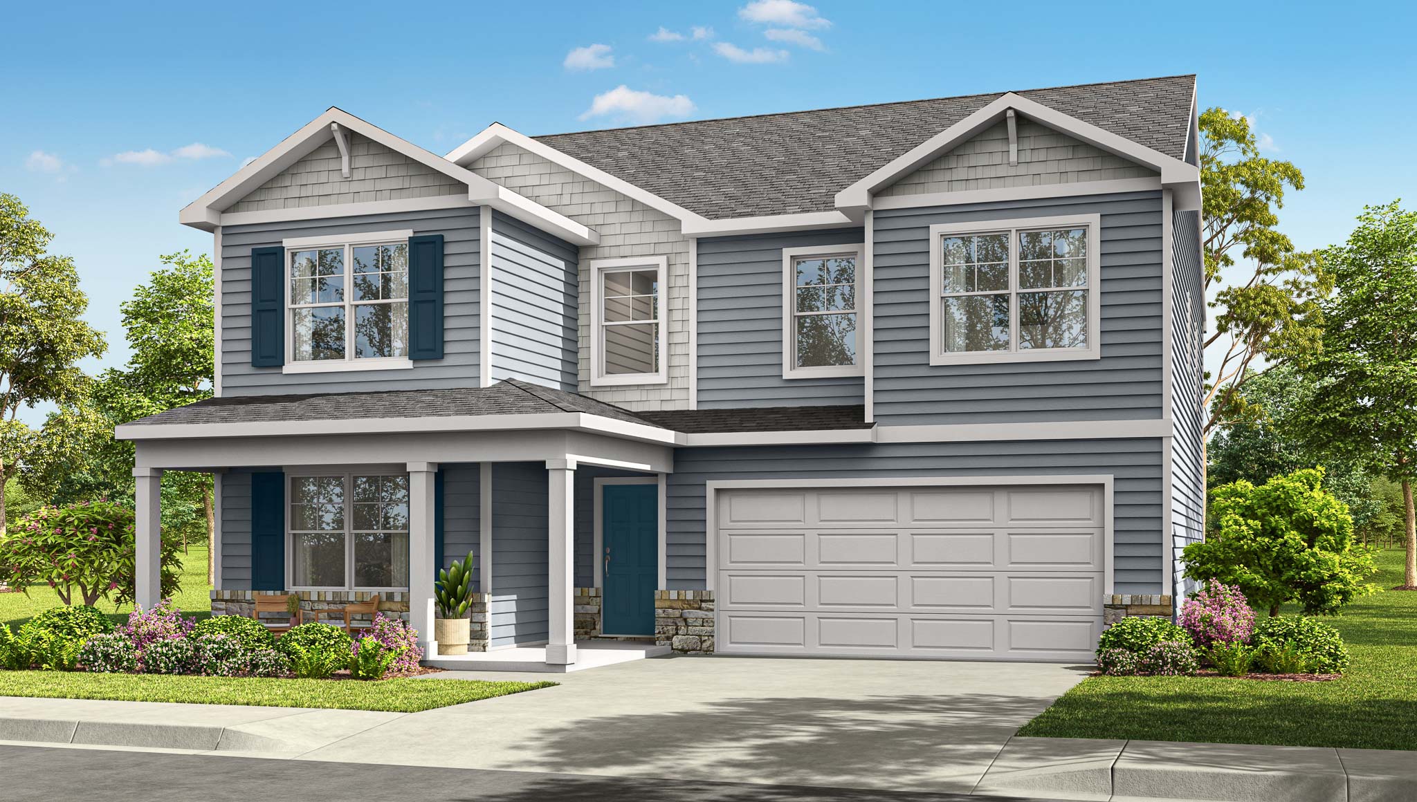 Exterior rendering of a Lyndhurst plan home with elevation B