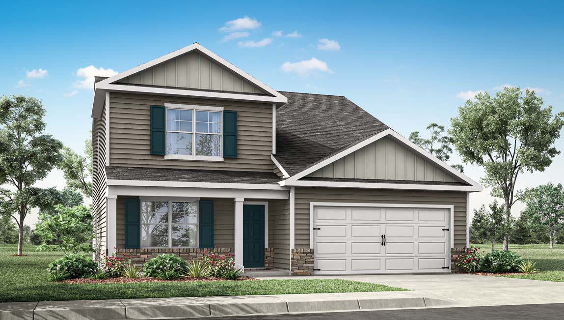 Exterior rendering of a salem plan home with elevation B