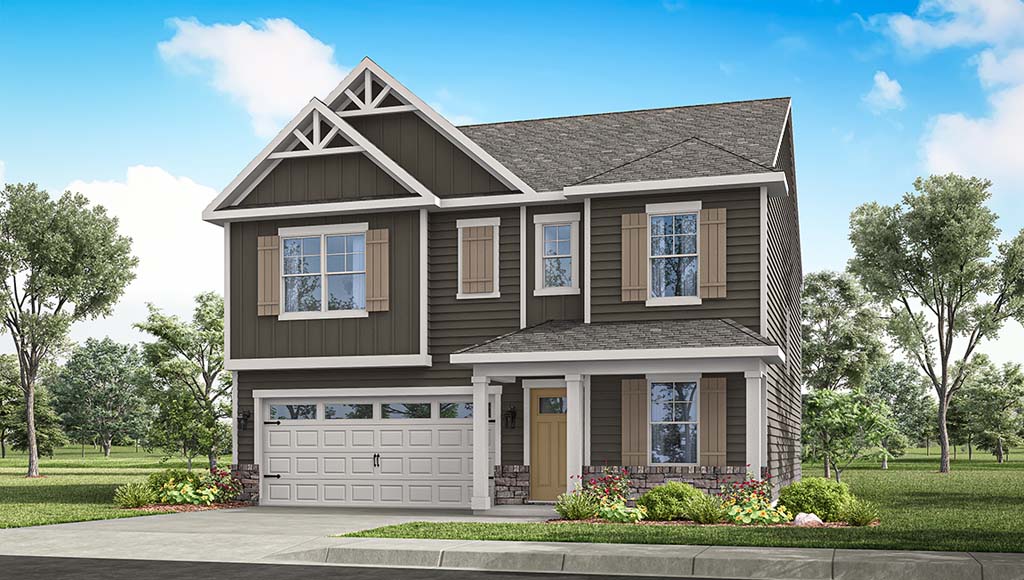 Exterior rendering of a Holcome plan home with elevation M