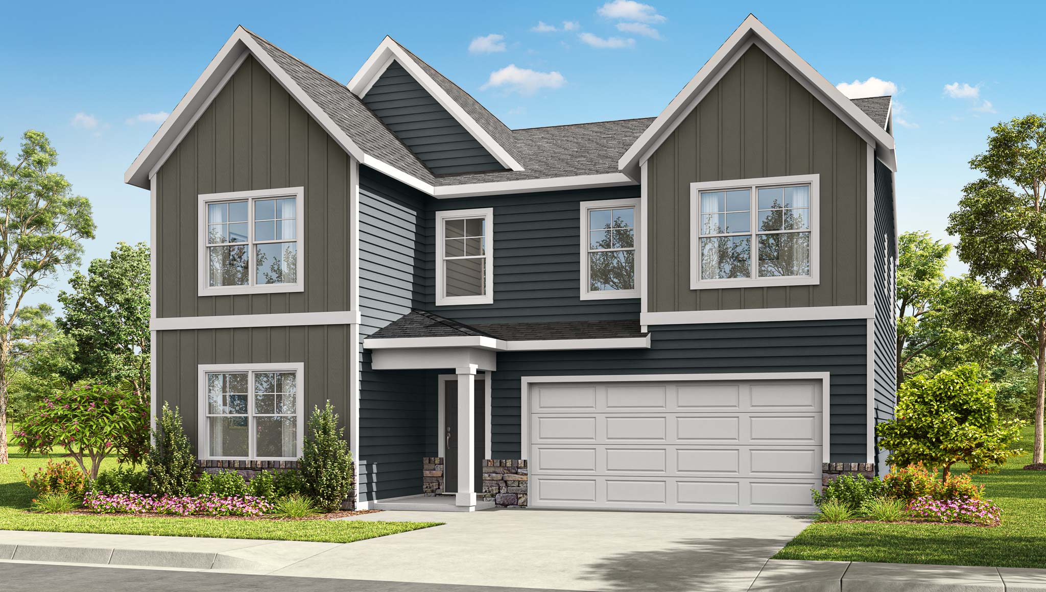 Exterior rendering of a Lyndhurst plan home with elevation F