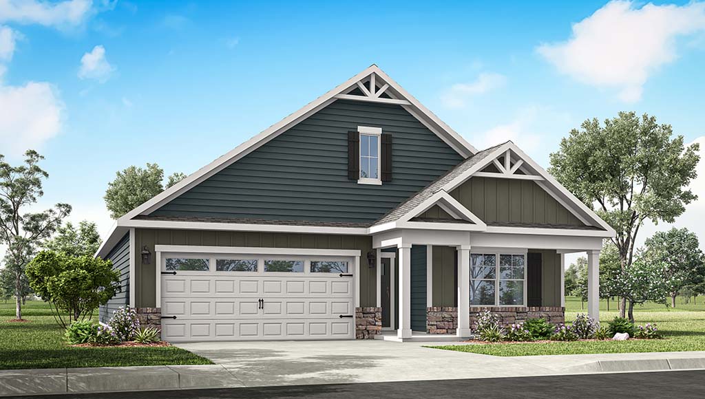 exterior rendering of a newcastle plan home with N elevation