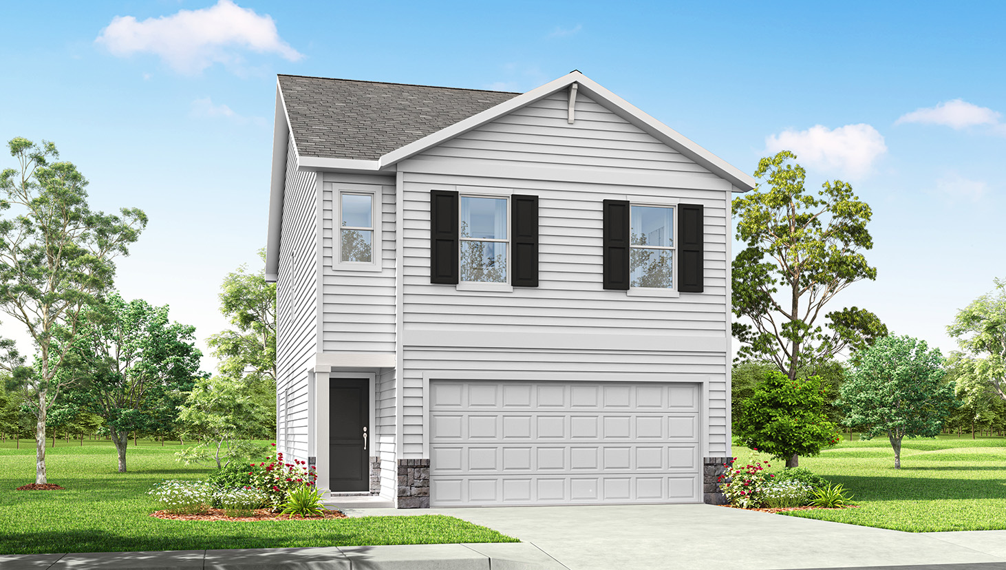 Exterior rendering of a Lark plan home with A2 Elevation
