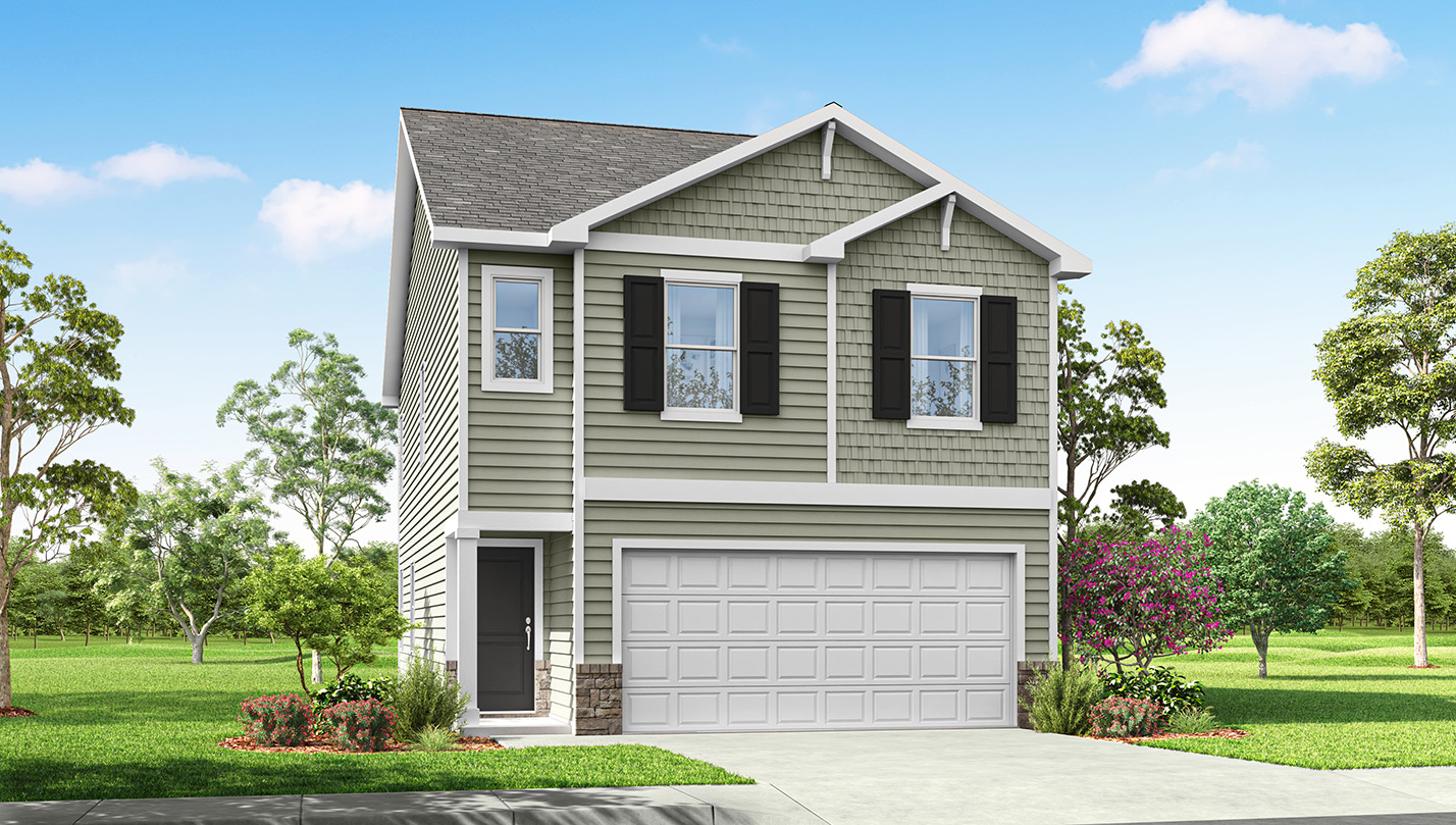 Exterior rendering of a Lark plan home with B2 Elevation