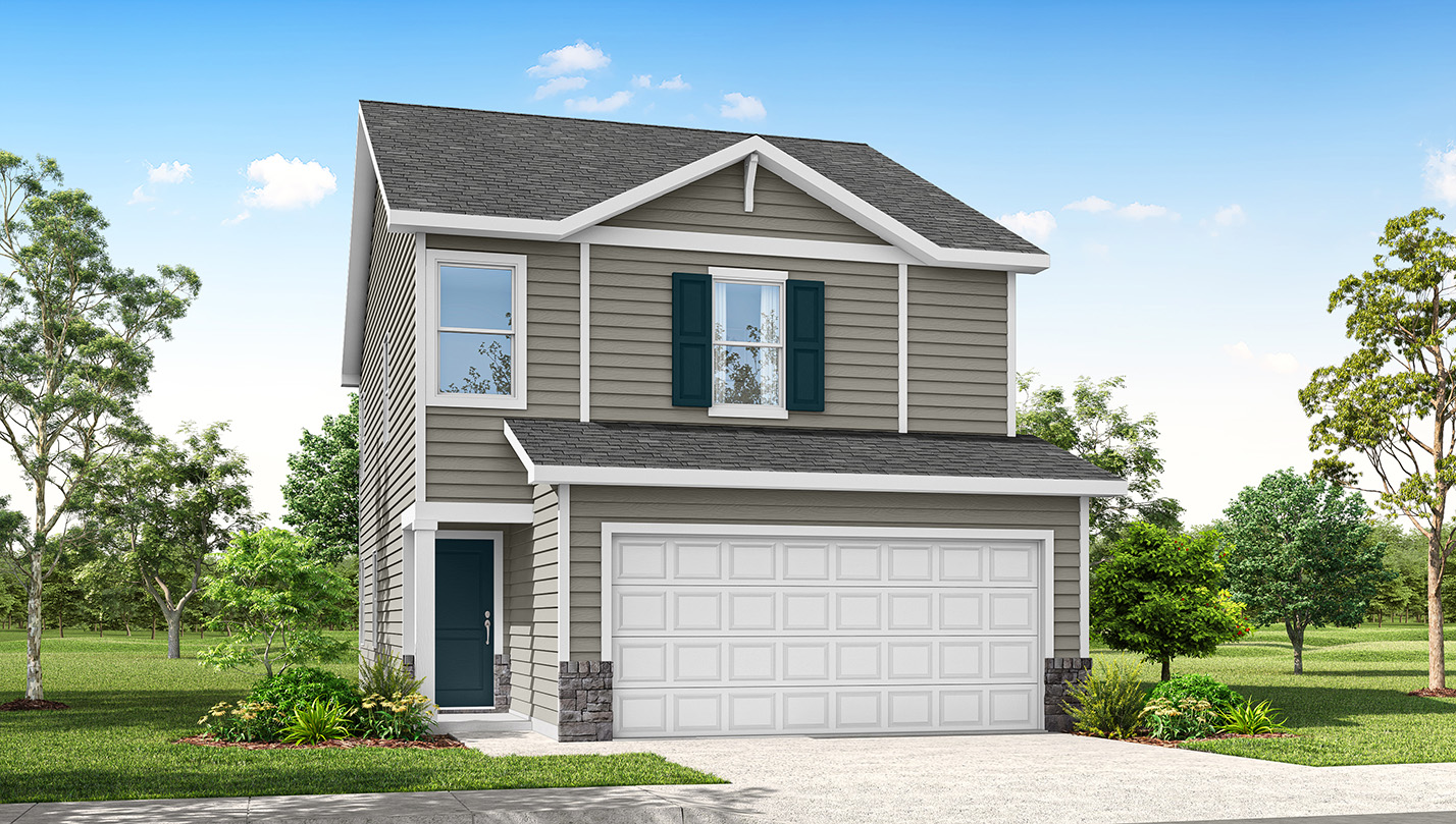 Exterior rendering of a Wren plan home with A2 elevation