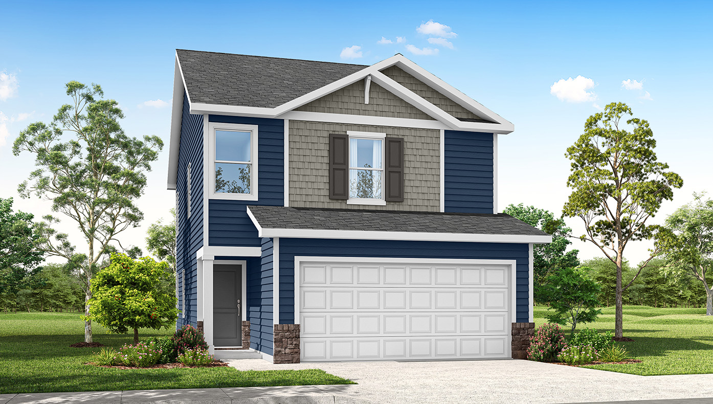 Exterior rendering of a Wren plan home with B2 elevation
