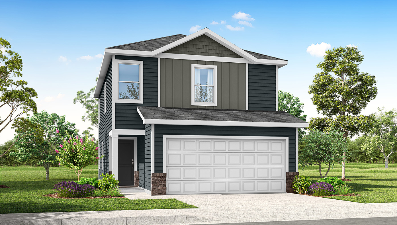 Exterior rendering of a Wren plan home with D2 elevation