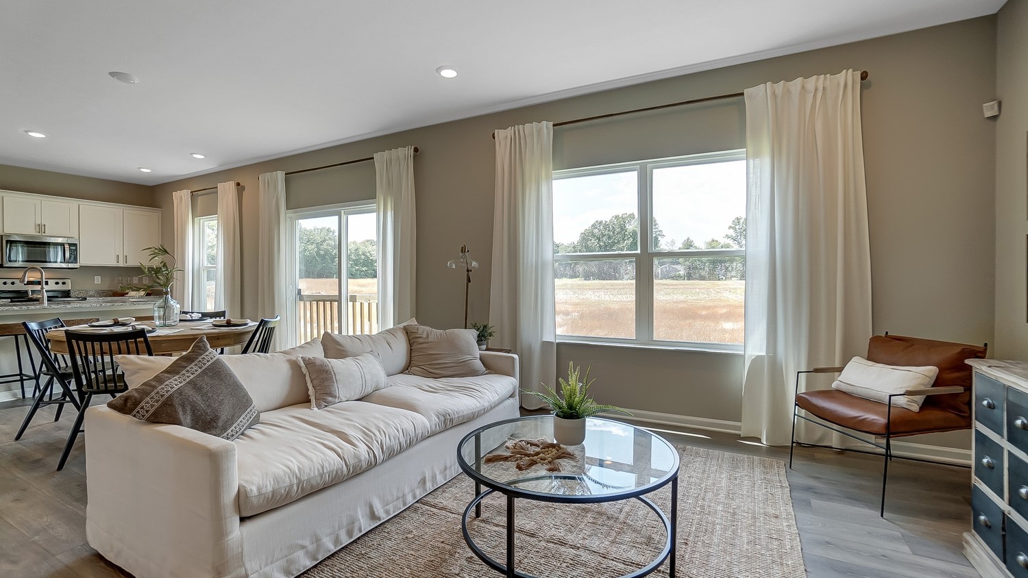 Living room with small coffee table and modern styling.