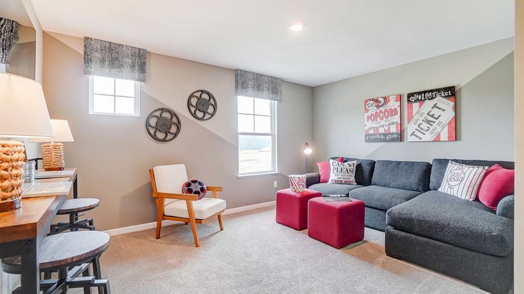 upstairs loft space with movie themed decorations.