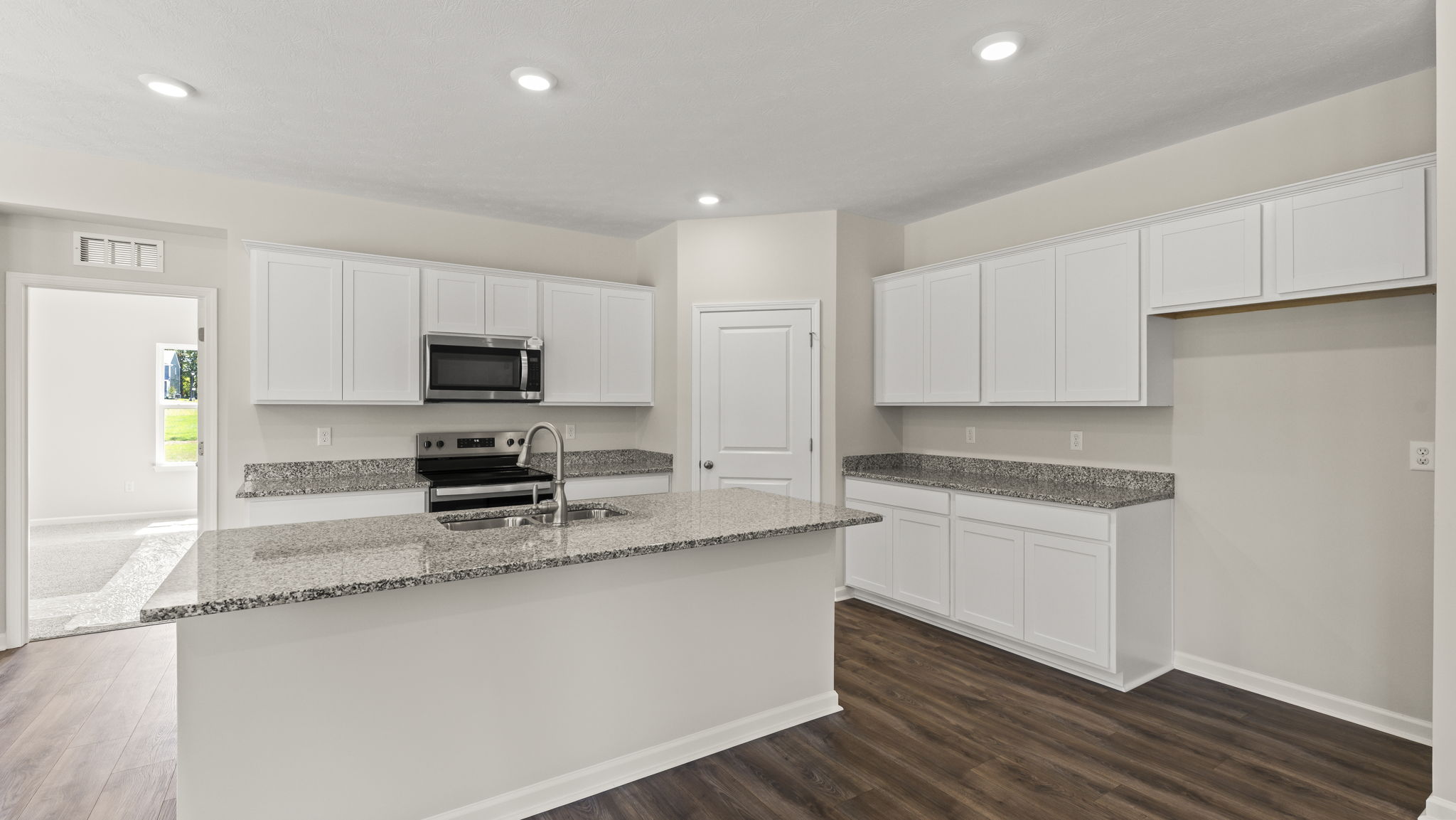 three-quarter view of kitchen