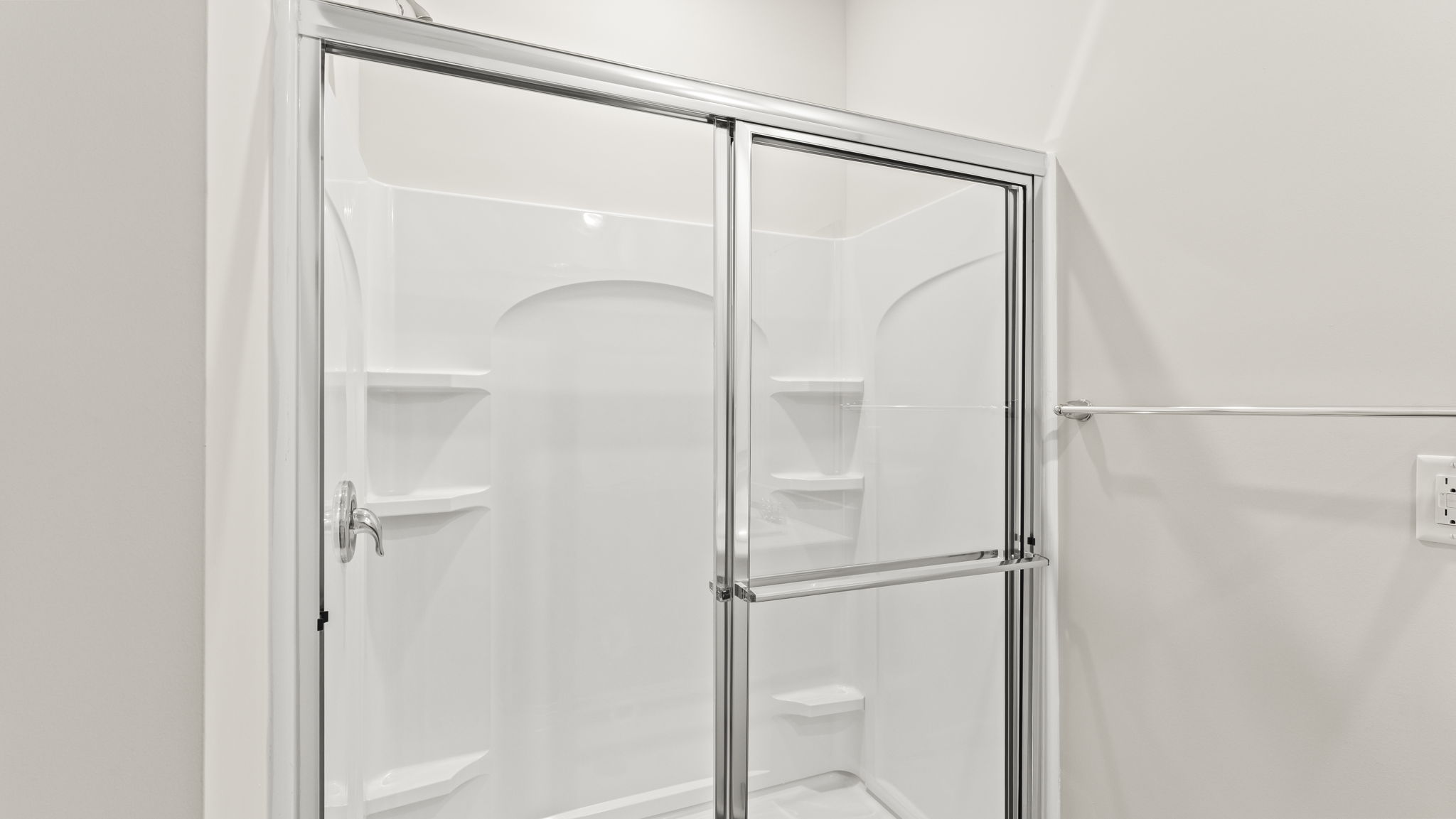 Closeup of walk-in shower