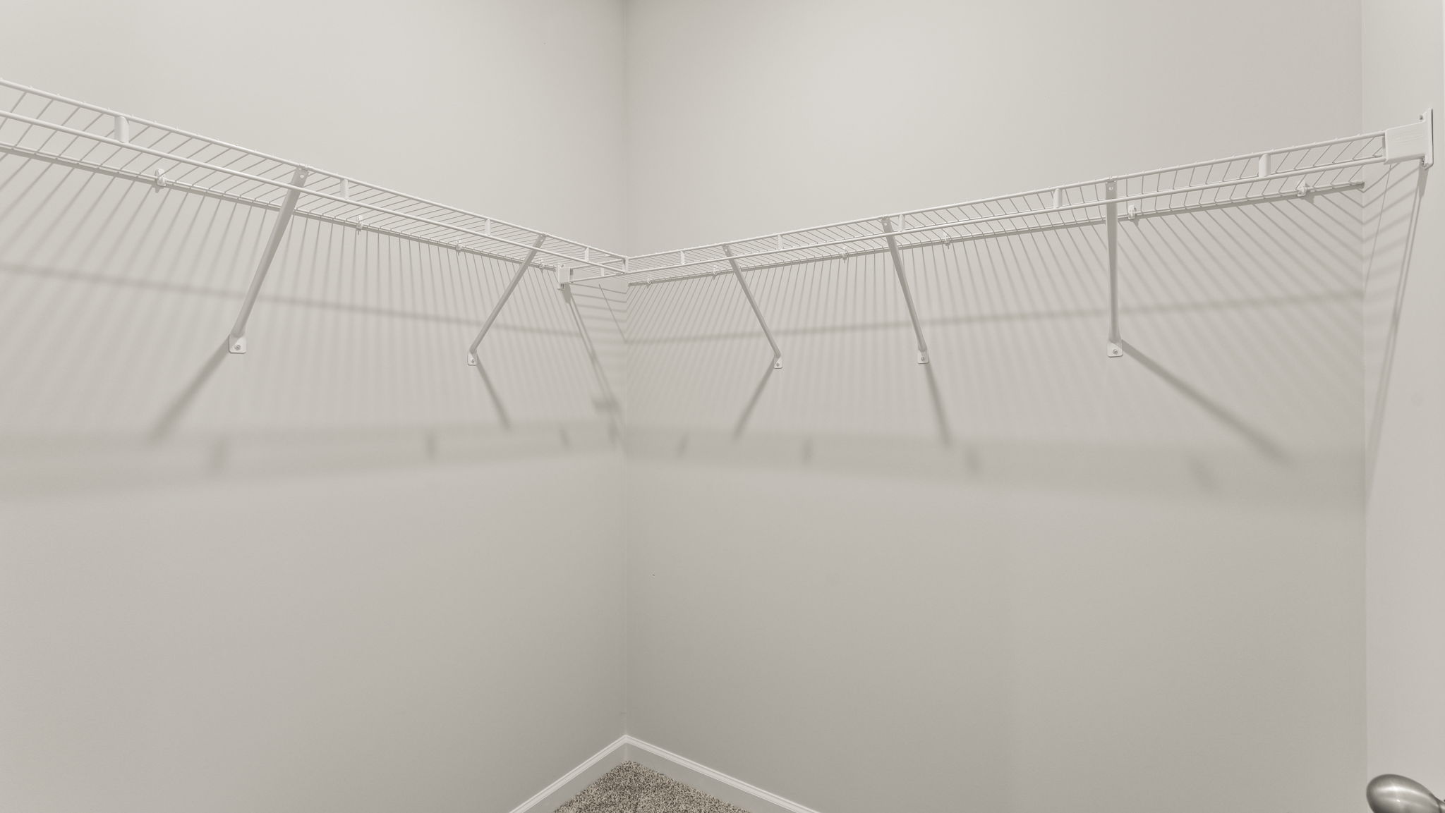 Walk-in closet with wire rack shelving