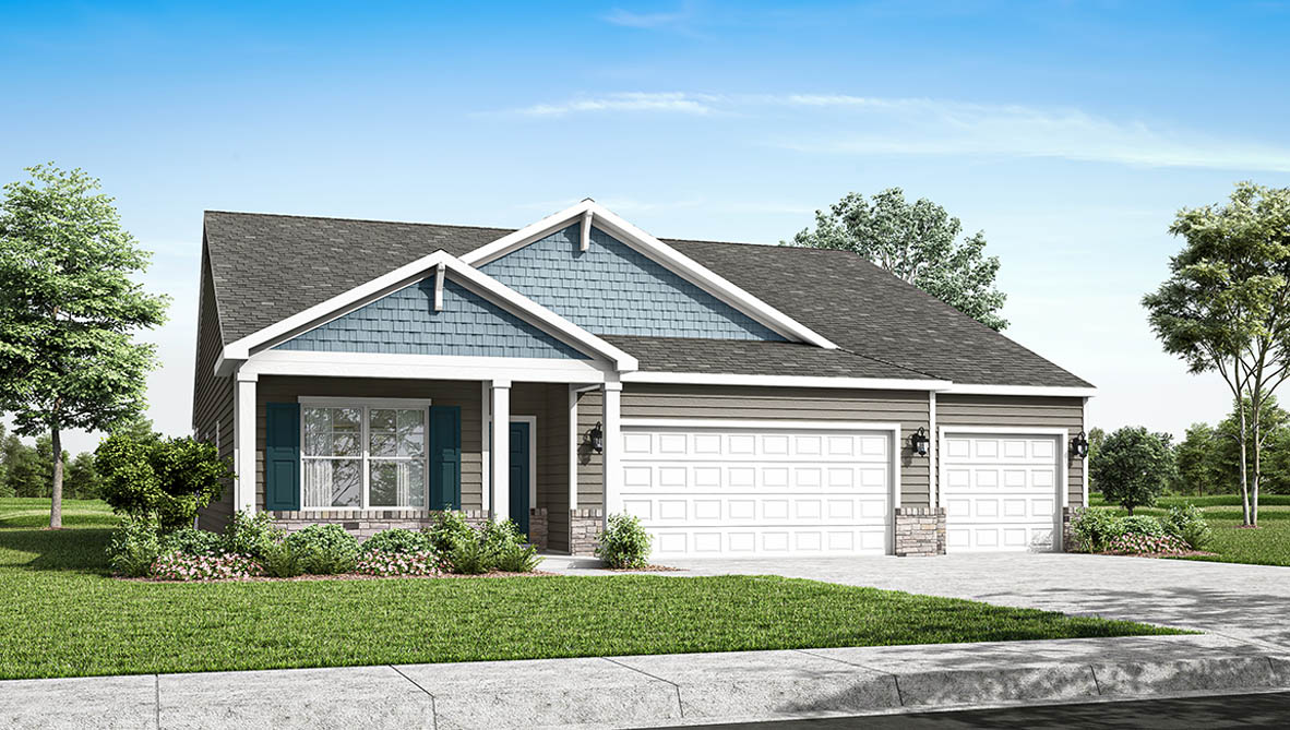 Exterior rendering of a cortland plan home with b2 elevation