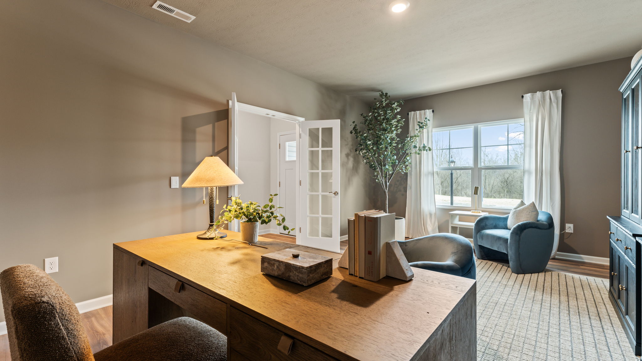 Perspective angle of the office from behind the desk