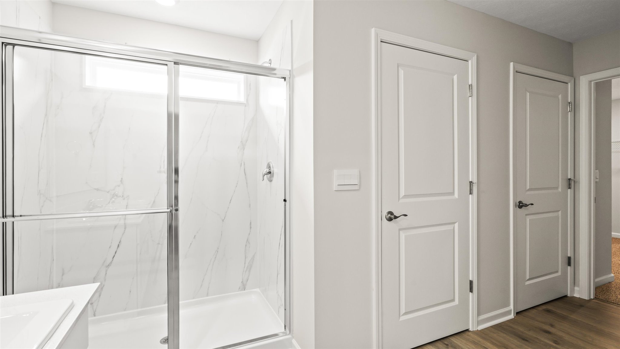 closeup of walk-in shower