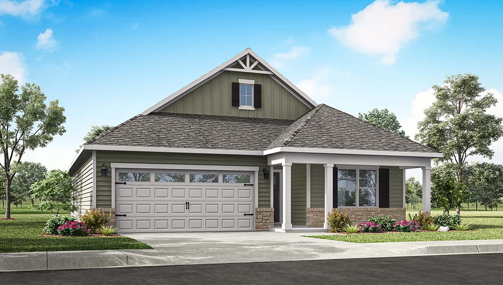 Exterior rendering of a Newcastle plan home with M elevation