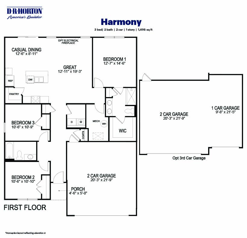 Black and white technical drawing of a harmony plan home
