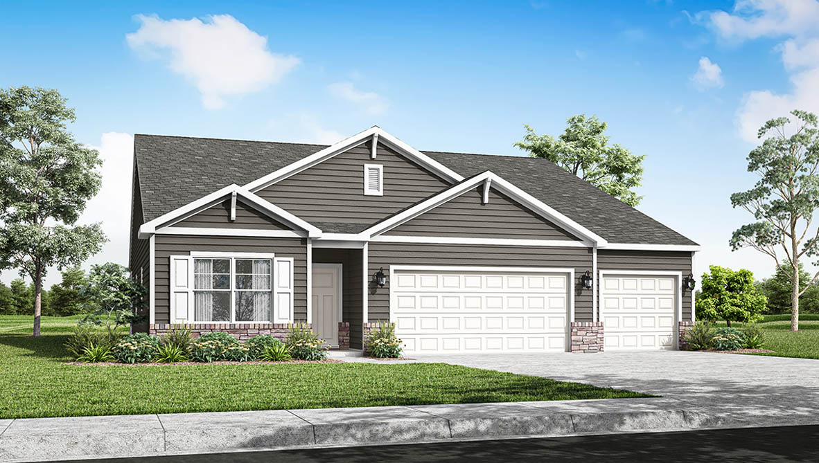 Exterior rendering of Cortland plan home with elevation A2