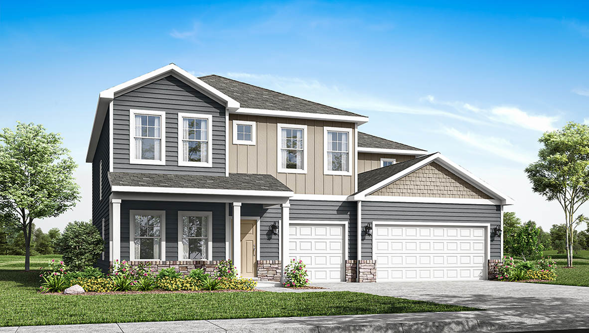 Exterior rendering of a dayton plan home with elevation D2