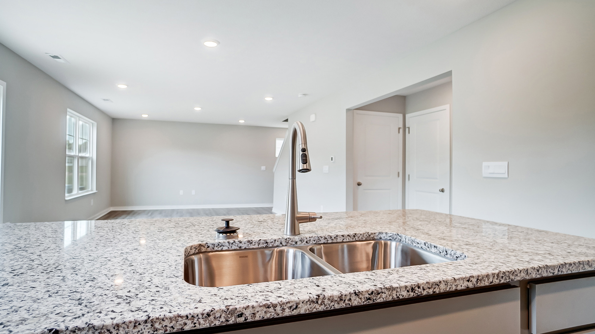 built in island with stainless steel sink