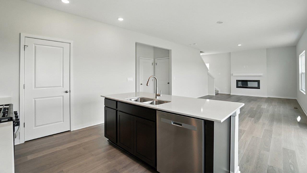 built in island and great room