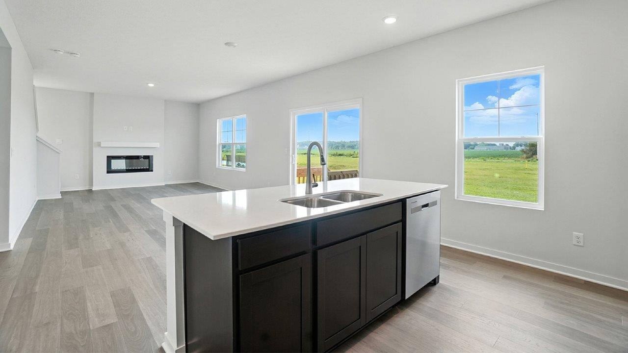 built in island and great room