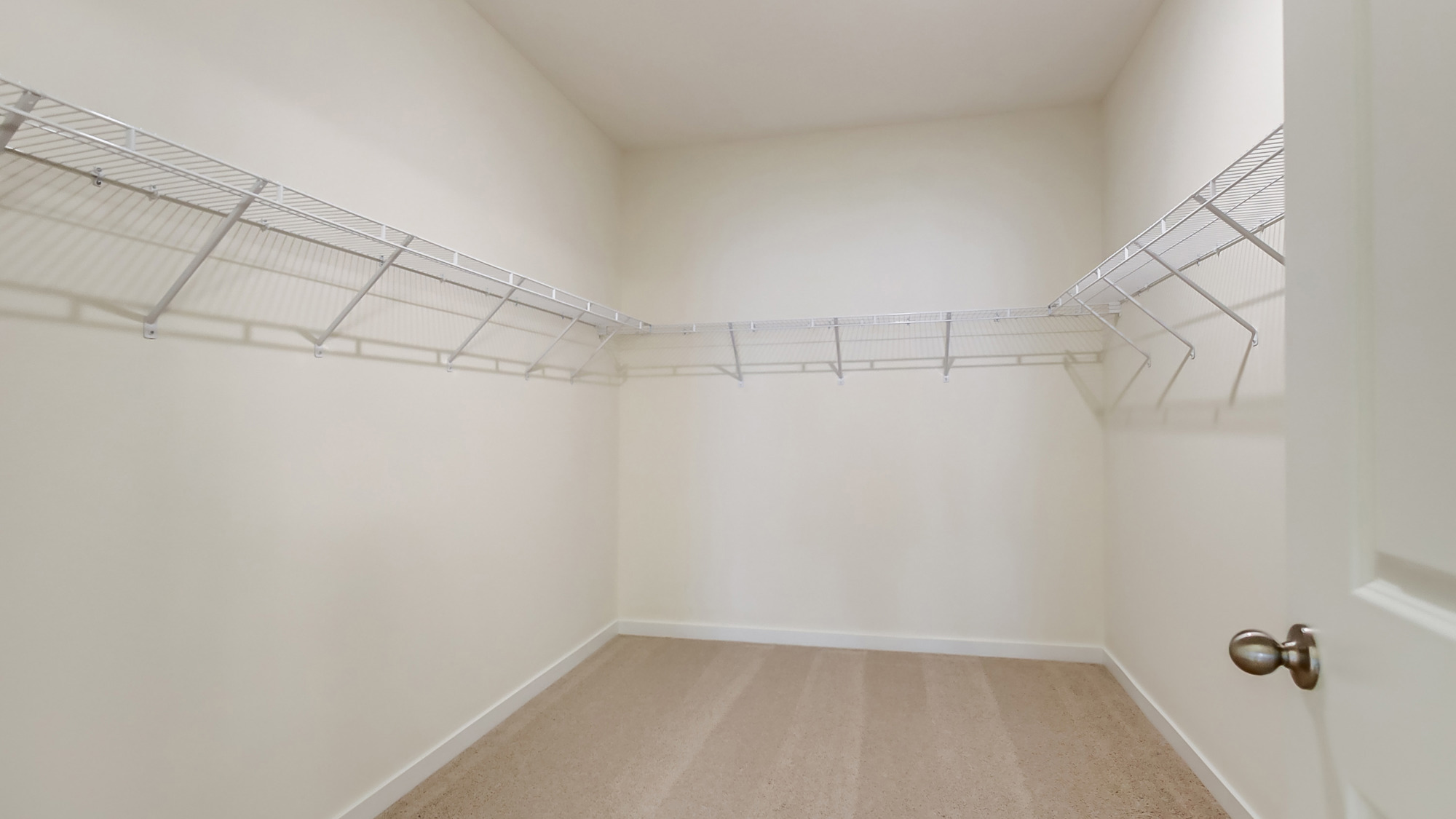Spacious walk in closet with hanging rod