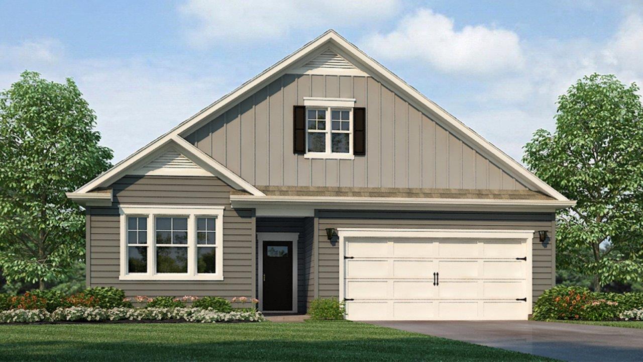 Modern suburban home with neutral exterior and attached garage.