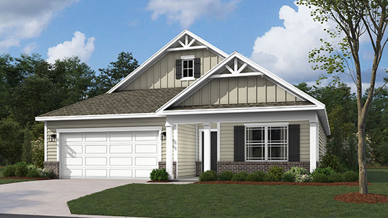 Modern suburban home with neutral exterior and attached garage.