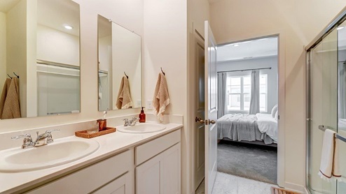 ensuite bath double vanity and entry