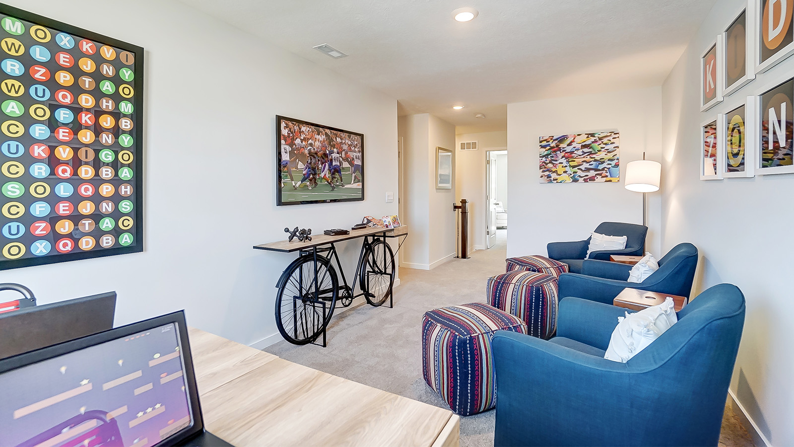flex loft with chairs and tv