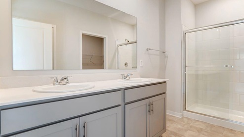 ensuite double vanity and walk in shower